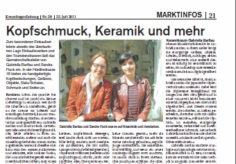 Artikel über Keramikraum in Kreuzlinger Zeitung